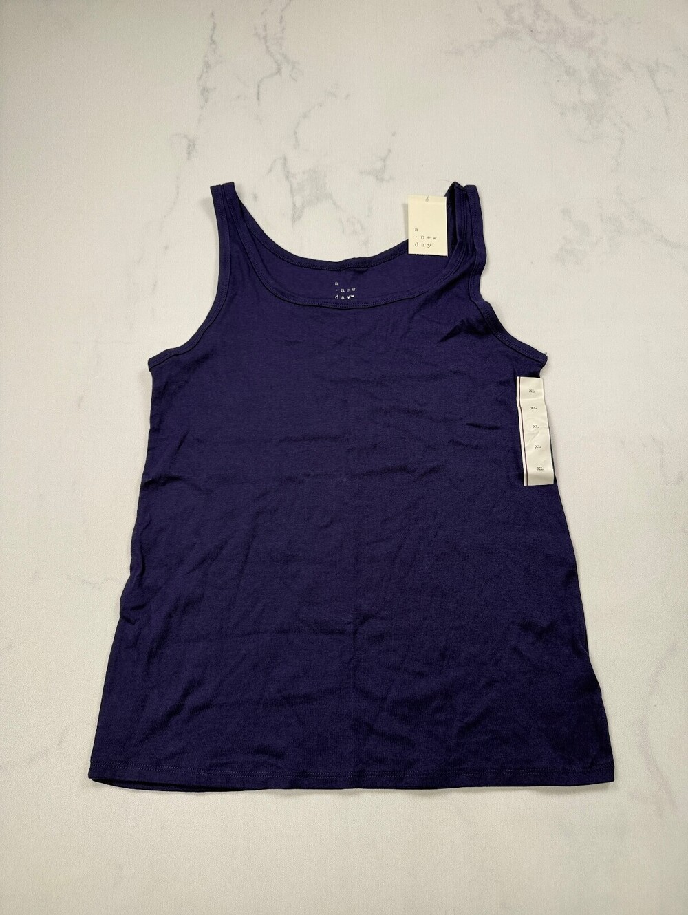 A New Day Tank Top Navy 90s VTG Minimalist - Womens X Large